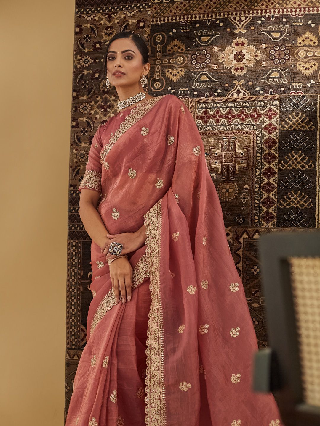 kasee Embellished Zardozi Silk Blend Saree
