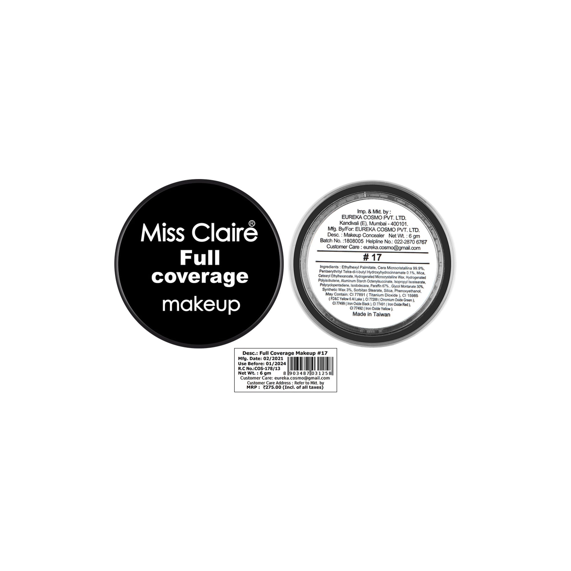 Miss Claire Full Coverage Makeup + Concealer - 17 - Distacart