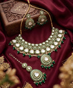 Jewel City Handcrafted Kundan Choker Necklace Set | Gold Plated | Emerald Green | Wedding & Festival Jewelry - Distacart