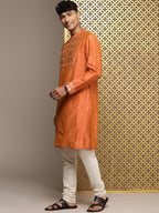 House of Pataudi Jashn Ethnic Motifs Yoke Design Sequinned Kurta