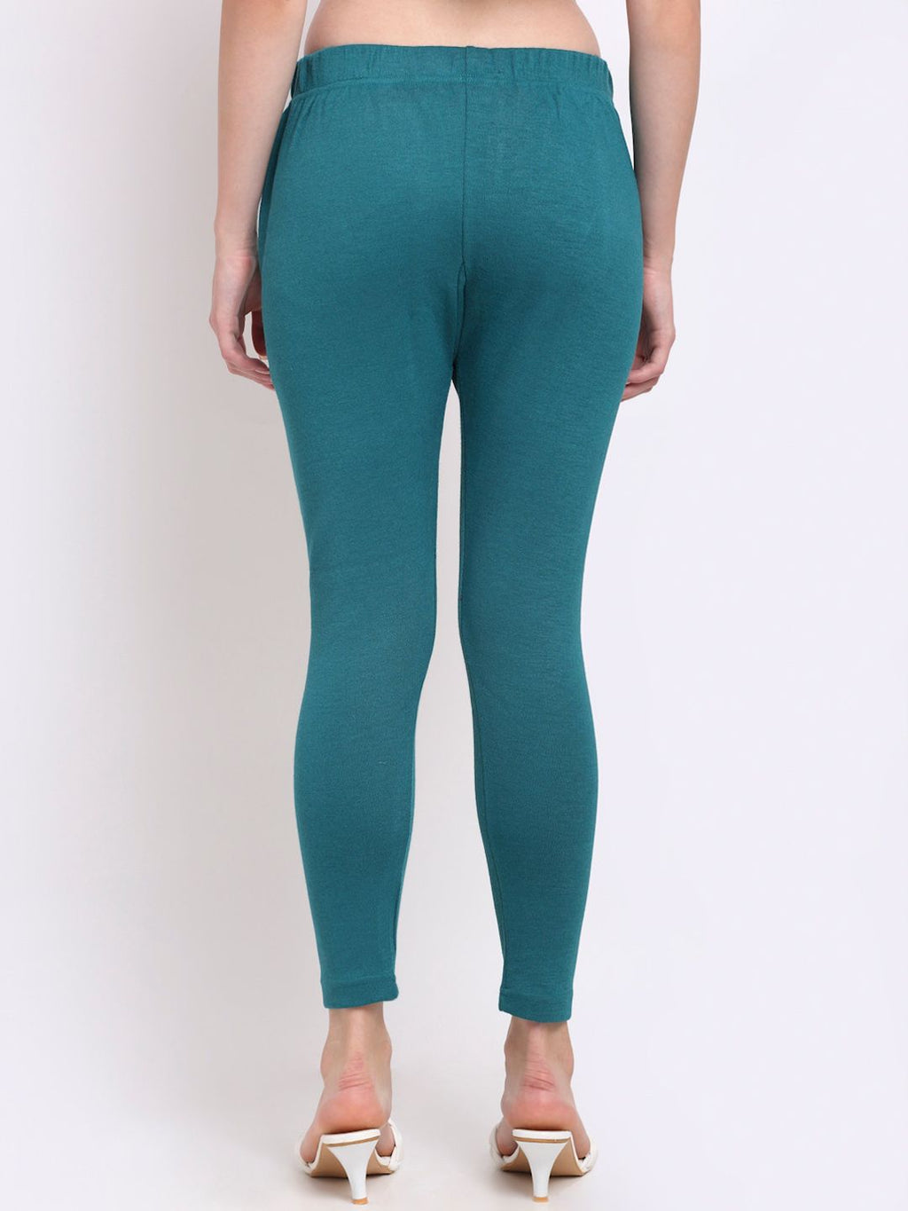 TAG 7 Women Pack Of 2 Solid Turquoise Blue & White Ankle Length Leggings