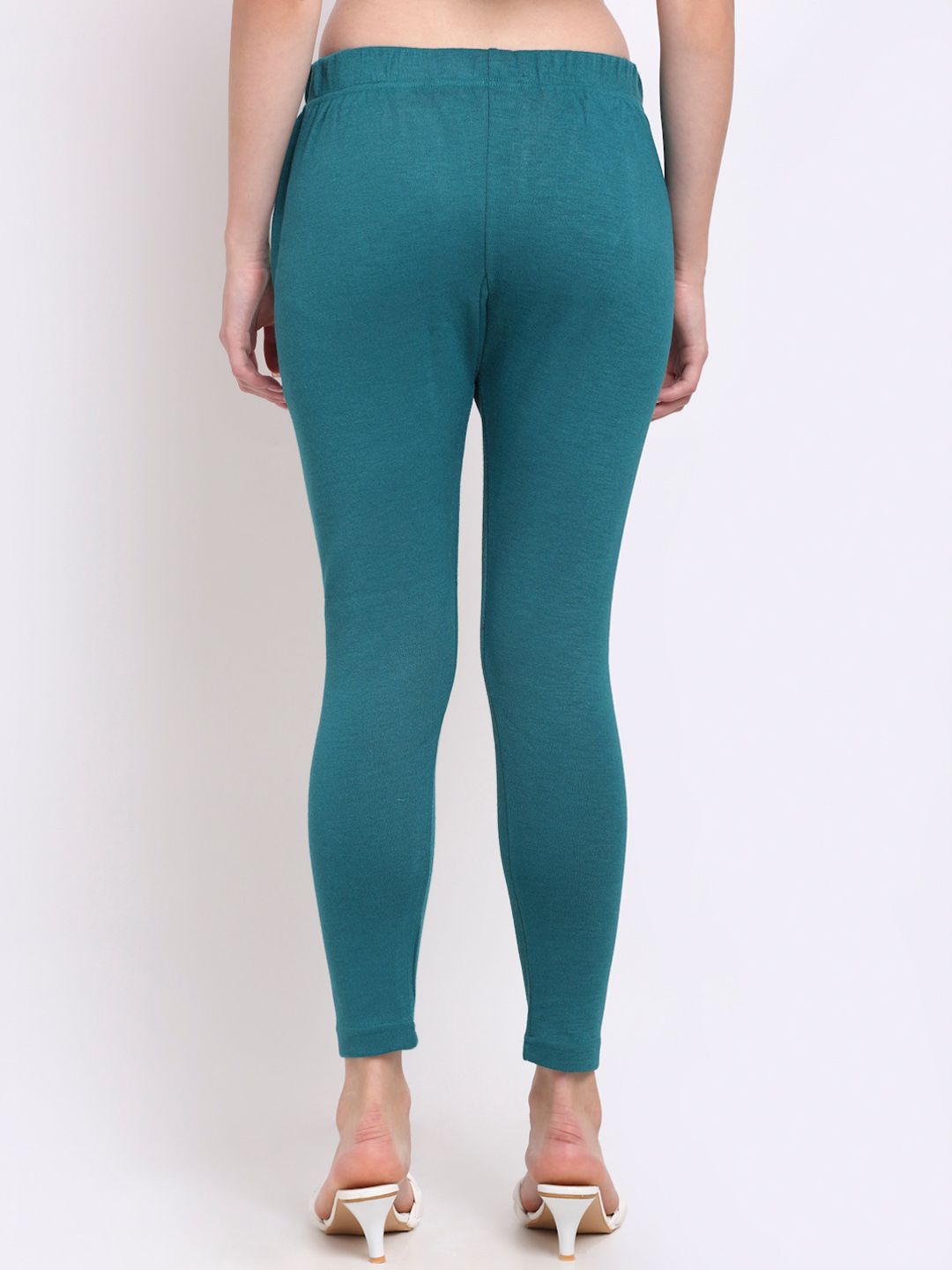 TAG 7 Women Pack Of 2 Solid Turquoise Blue & White Ankle Length Leggings