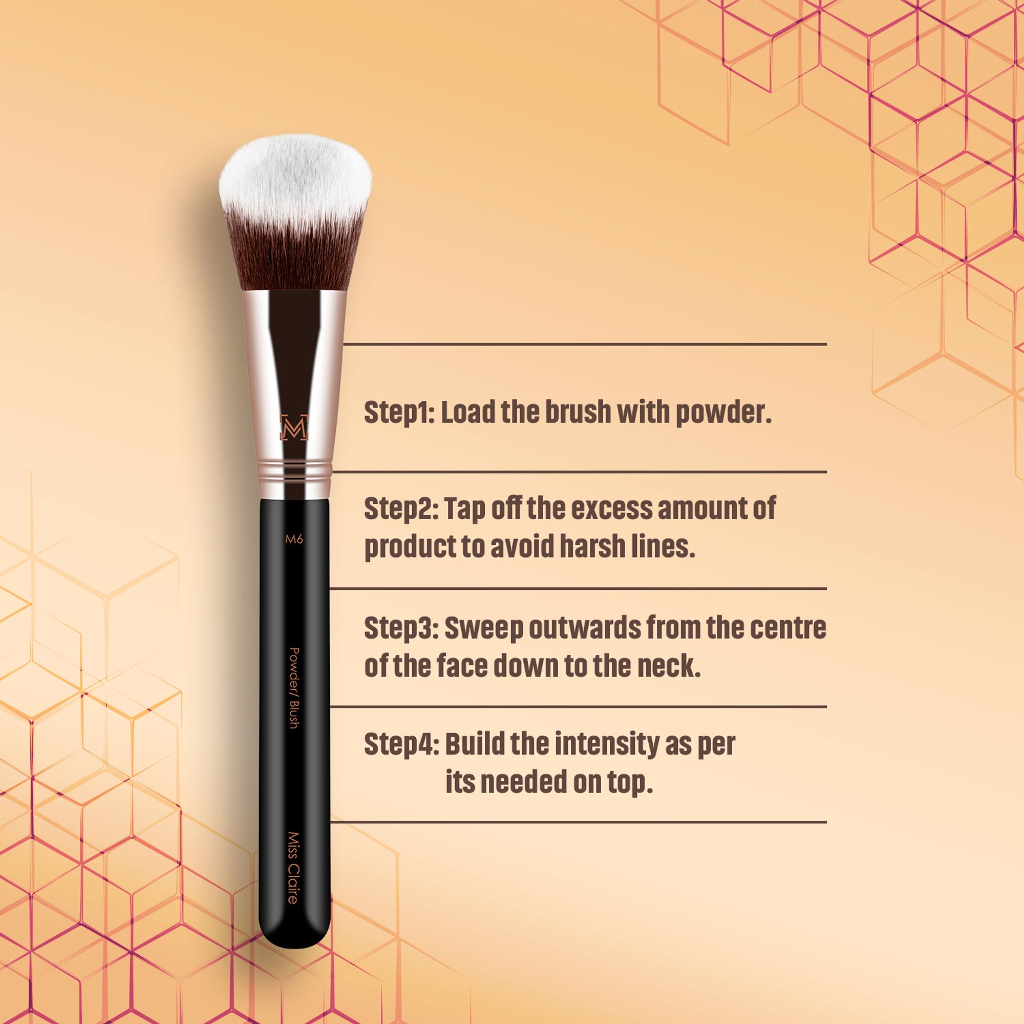 Miss Claire M6 - Powder/Blush Brush - Rose Gold