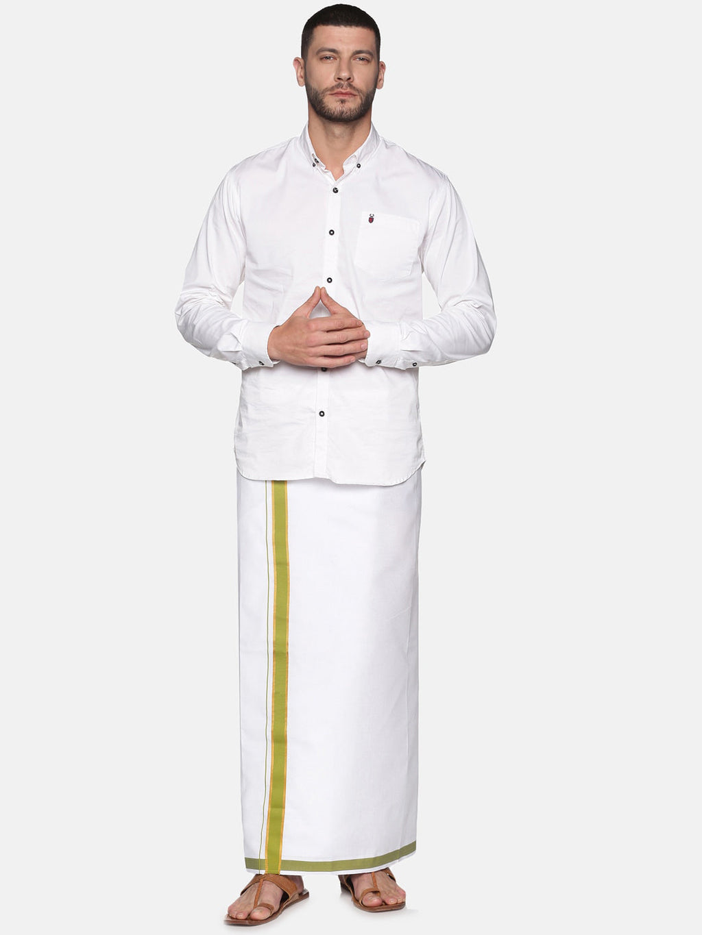 Sethukrishna Men White Solid Cotton Regular Dhoti - Distacart
