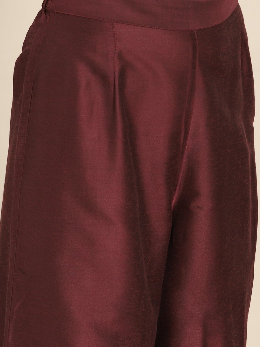 All About You Women Velvet Finish Woven Design Regular Kurta with Palazzos & Dupatta