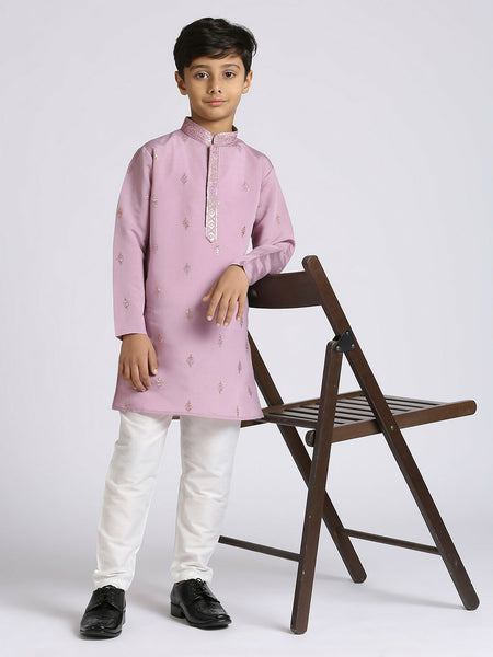 Joban Fashion Kids Island Traditional Ethnic Wear with Silk Sequence Embroidery Full Sleeves Kurta and Pyjama Set - Purple