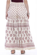 Mominos Fashion Cotton Block Print With Lace Work Off White Magenta Color Prints Palazzo - Distacart