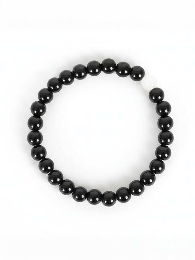 NVR Unisex Black & White Crystal Beaded Bracelet - Distacart