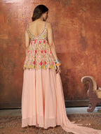 Myra Peach Georgette Embroidered Designer Suit