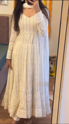 Yash Enterprise Off White Fux Blooming Embroidery Suit Set - Distacart