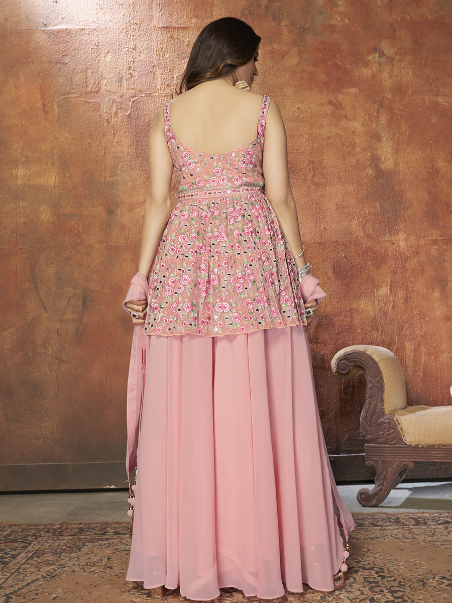 Myra Pink Georgette Embroidered Designer Suit