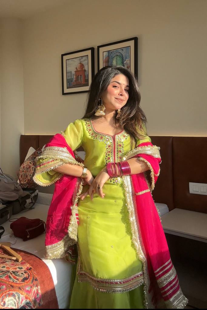 Yash Enterprise Green Faux Blooming Embroidery Sarara Suit - Distacart