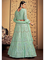 Myra Pista Georgette Heavy Embroidered Designer Lehenga