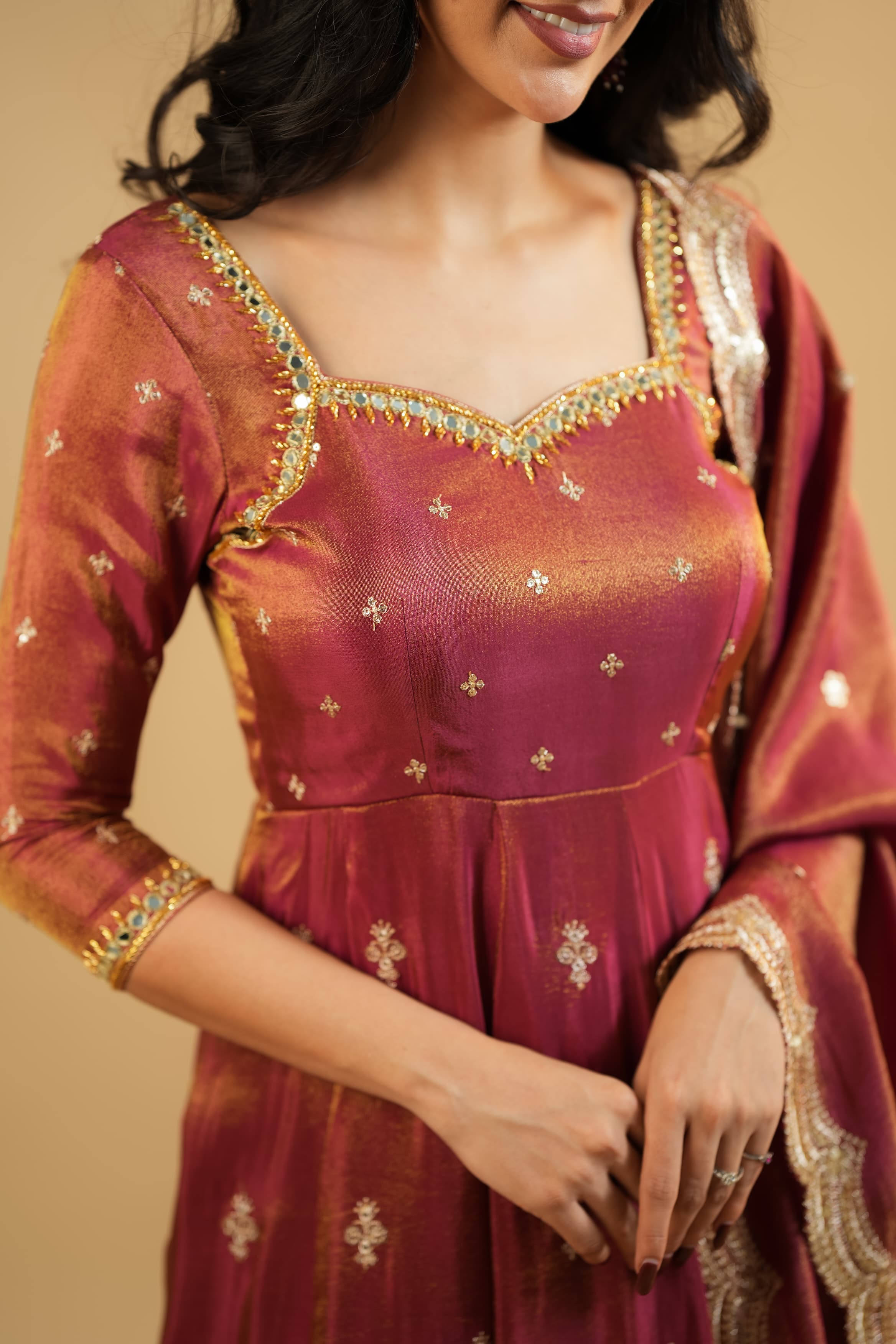 Yash Enterprise Light Orange Cosmo Silk Embroidery Suit Set - Distacart