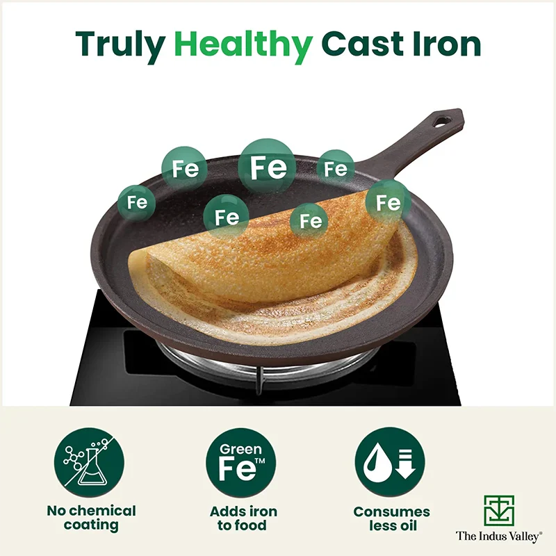 The Indus Valley CASTrong Cast Iron Cookware Set: Tawa + Kadai, Kitchen Set for Home, Pre-seasoned, 100% Pure, Toxin-free, Induction