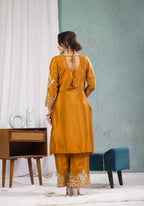 Yash Enterprise Gold Chinnon Silk Embroidery Party Wear Suit Set - Distacart