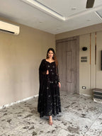 Yash Enterprise Black Georgette Anarkali Suit In New Fancy Style - Distacart