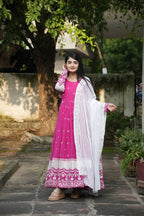 Yash Enterprise Pink Faux Georgette Embroidery Work Party Wear Suit Set - Distacart