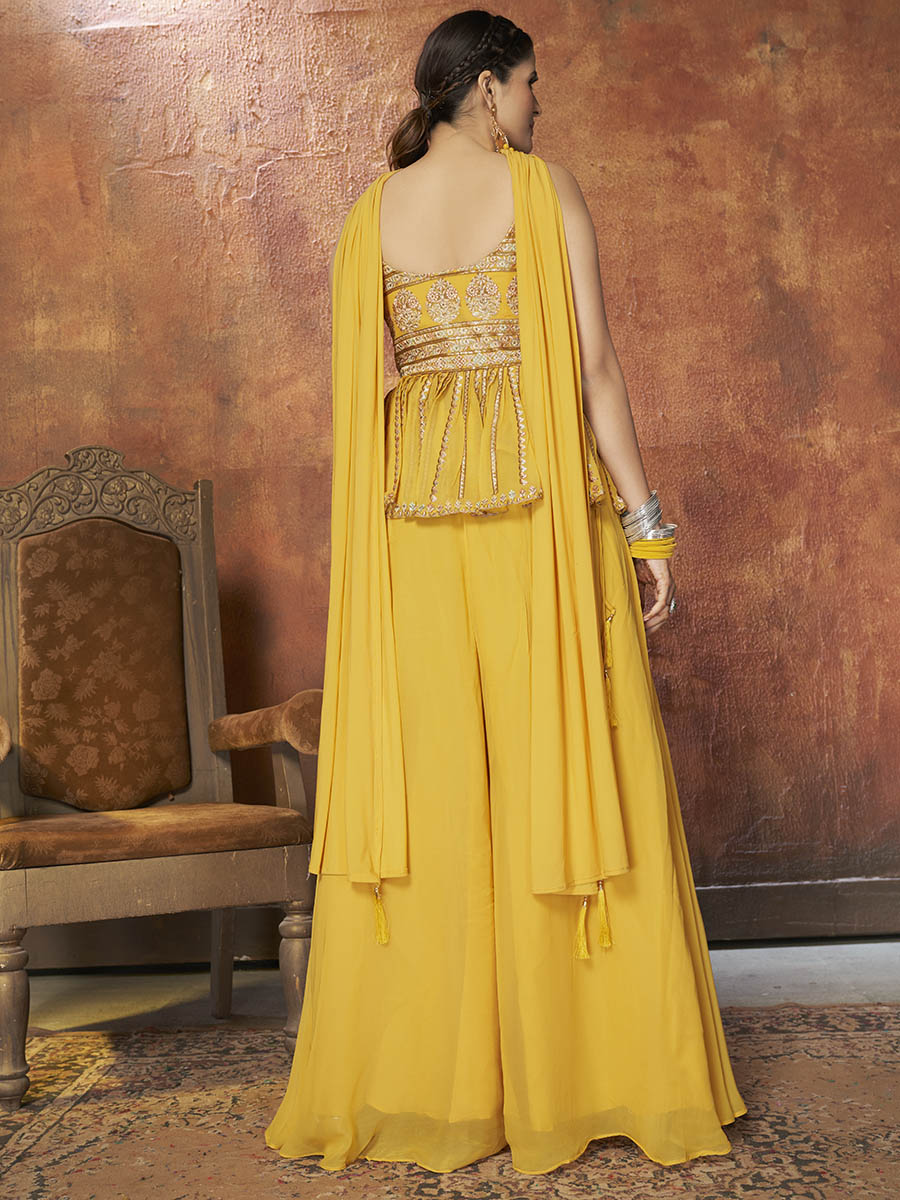 Myra Yellow Georgette Embroidered Designer Suit