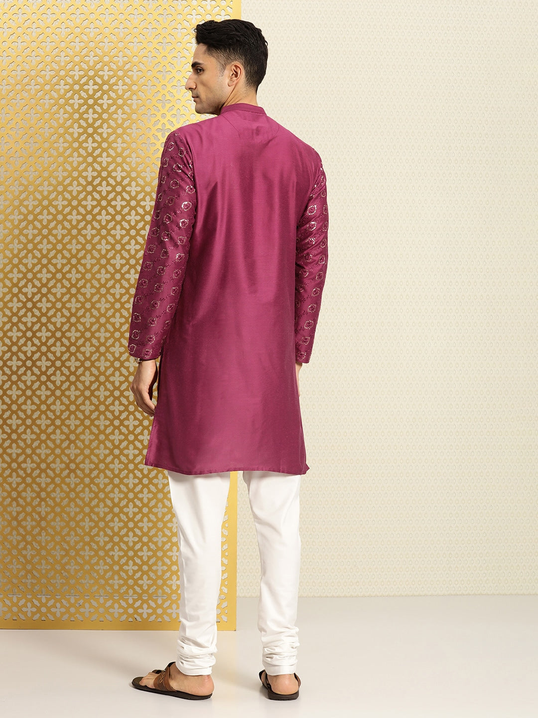 House of Pataudi Jashn Ethnic Motifs Yoke Design Sequinned Kurta