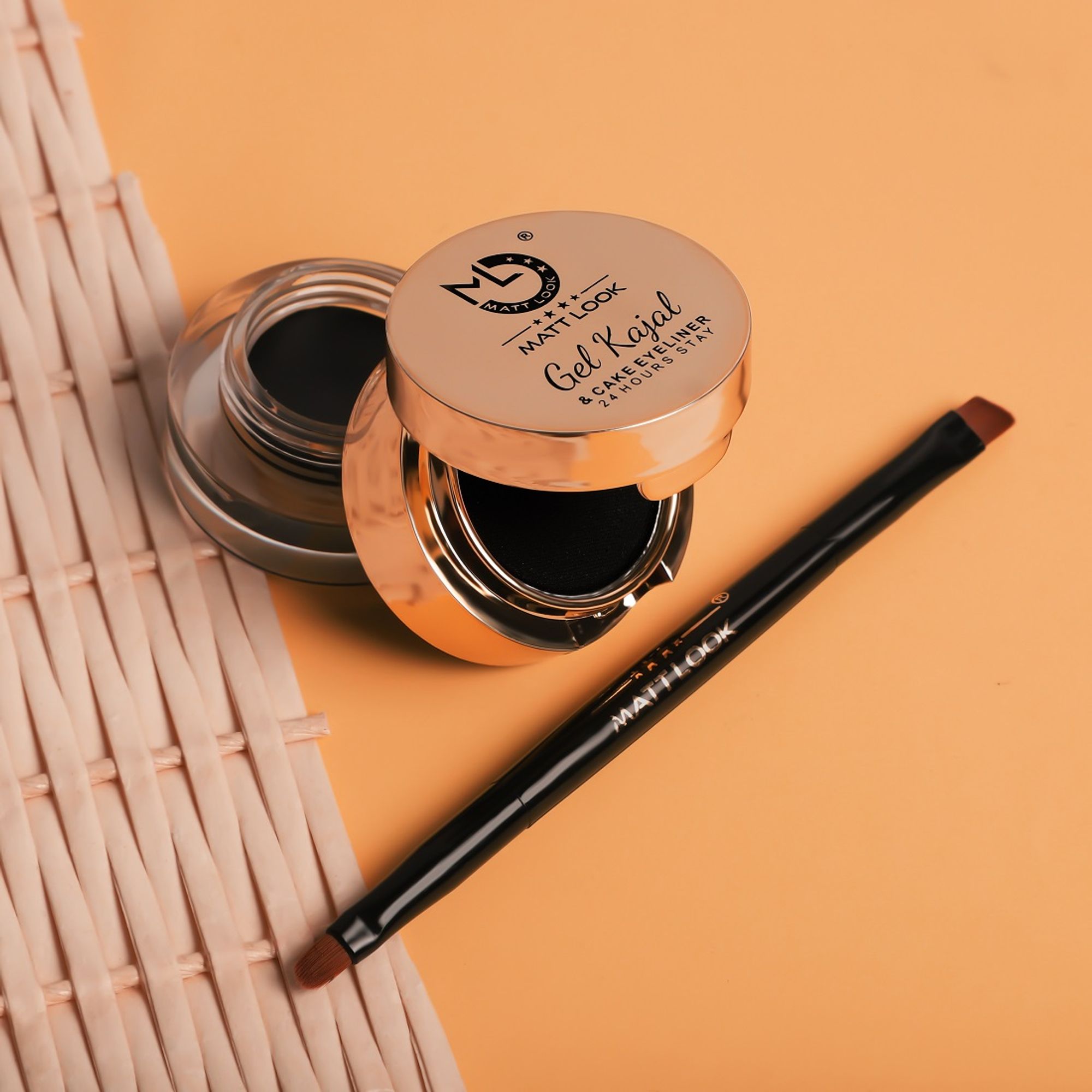 Matt Look Fashion Eye Makeup 24Hr Stay Gel Kajal & Cake Eyeliner - Black