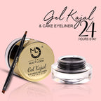 Matt Look Fashion Eye Makeup 24Hr Stay Gel Kajal & Cake Eyeliner - Black