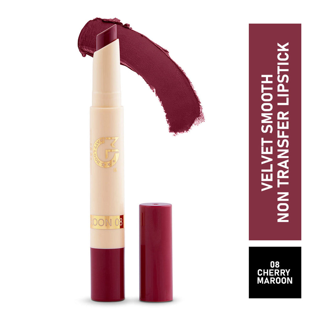 Matt Look Velvet Smooth Non Transfer Lipstick - Cherry Maroon