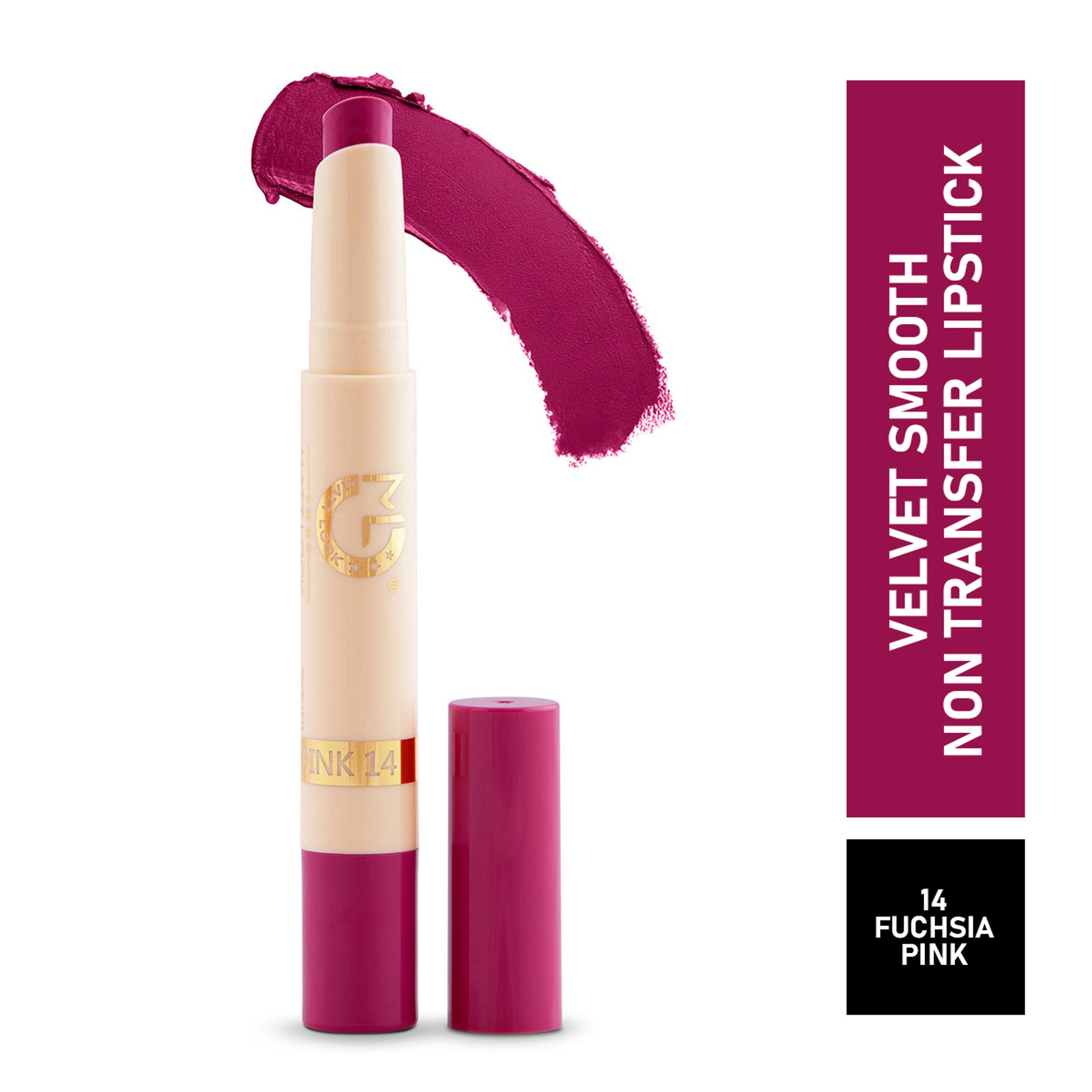 Matt Look Velvet Smooth Non Transfer Lipstick - Fushcia Pink