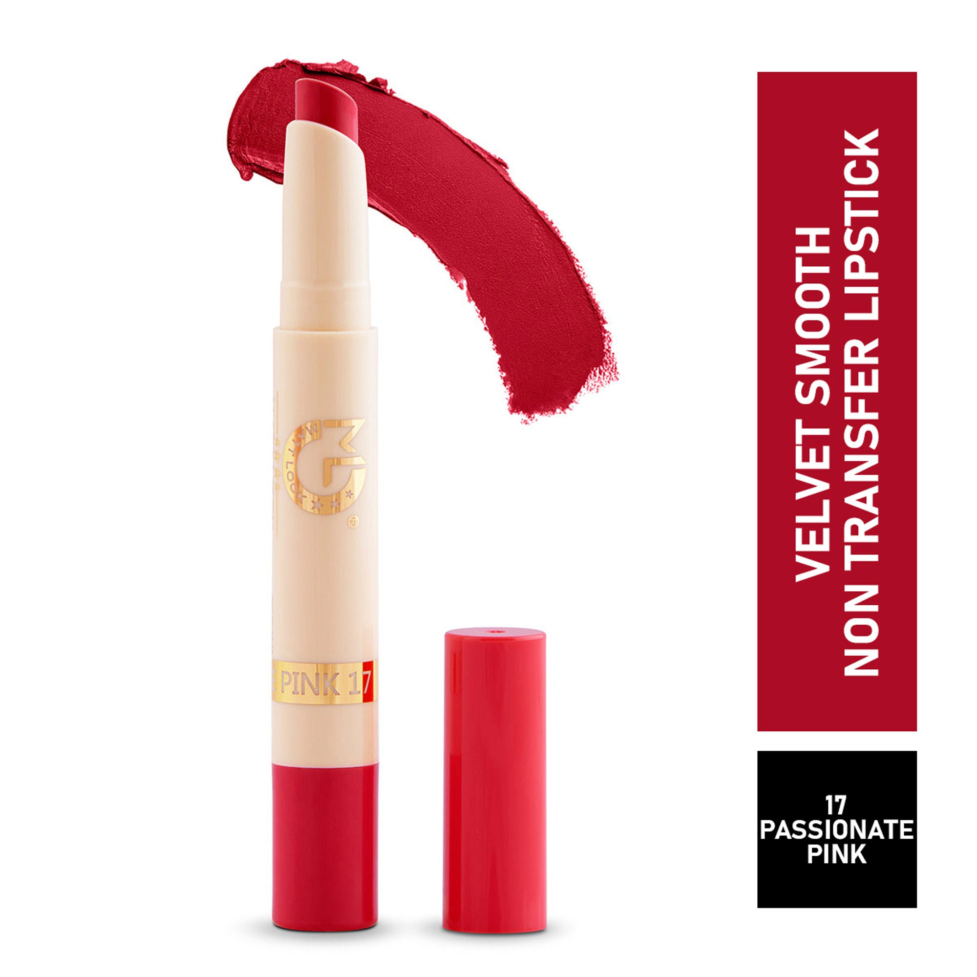 Matt Look Velvet Smooth Non Transfer Lipstick - Passionate Pink