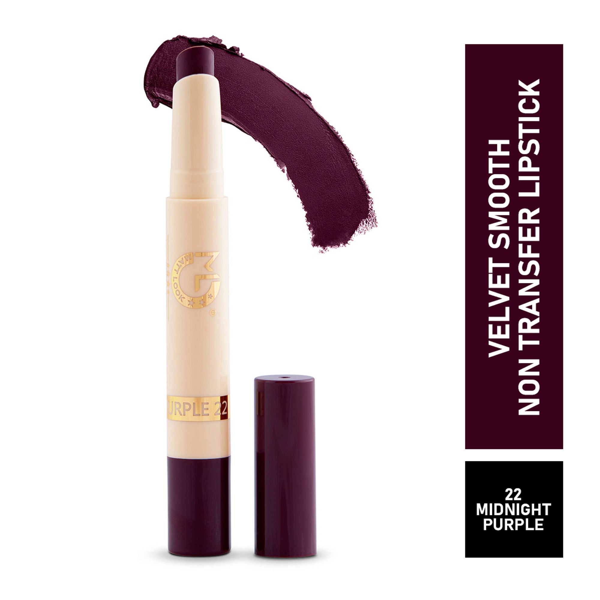 Matt Look Velvet Smooth Non Transfer Lipstick - Midnight Purple