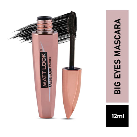 Matt Look Eye Makeup Curl & Volume Waterproof False Lash Mascara - Black