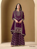 Anaita Purple Art Silk Embroidered Stitched Sharara Suit - Distacart