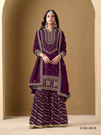 Anaita Purple Art Silk Embroidered Stitched Sharara Suit - Distacart