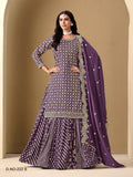 Anaita Lavender Art Silk Embroidered Stitched Sharara Suit - Distacart