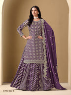 Anaita Lavender Art Silk Embroidered Stitched Sharara Suit - Distacart