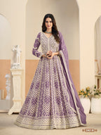 Anaita Purple Heavy Embroidered Faux Georgette Anarkali Suit With Salwar - Distacart