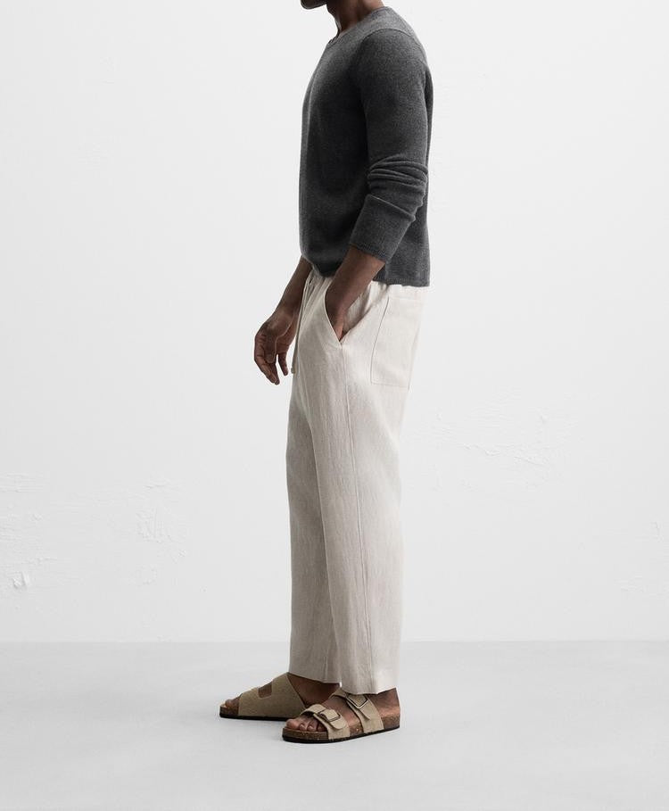 Fabmade Men’S Beige Loose Fit Cotton Pajama