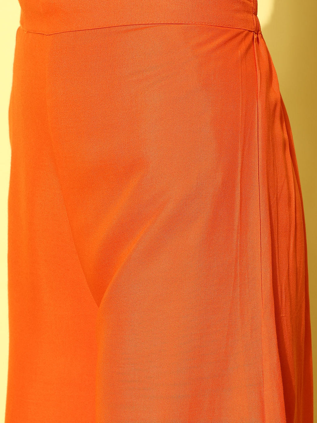 InWeave Women's Orange Oneshoulder Mirror Work Belted Kurta Set