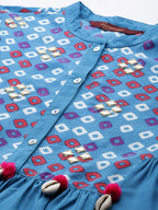 Sangria Women Bandhani Printed Kurta with Palazzos & Scarf