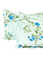 Story@home Ventura Blue & Green Floral Printed 152 TC Queen Bedsheet With 2 Pillow Covers