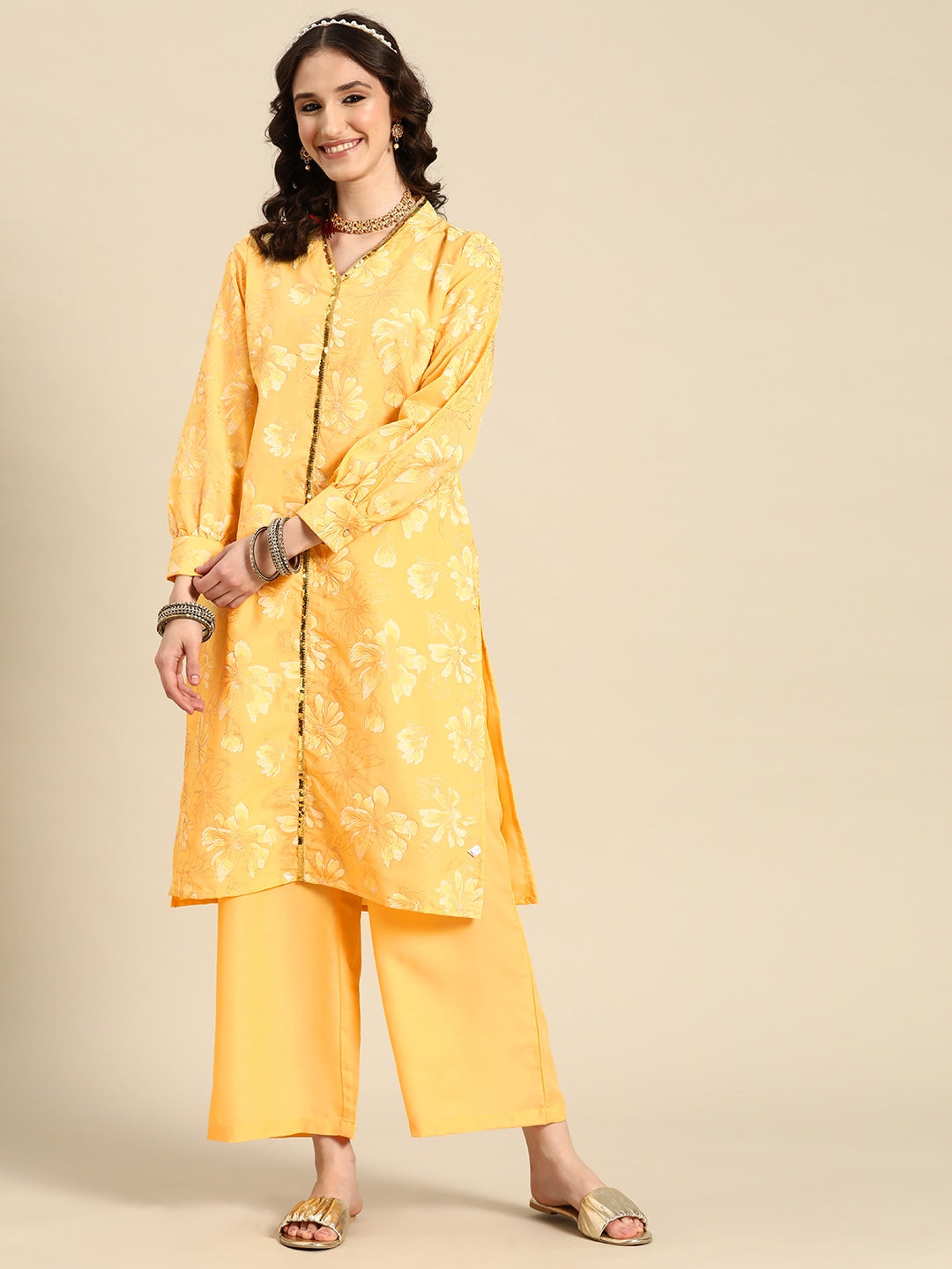 Sangria Women Ethnic Motifs Printed Kurta with Palazzos