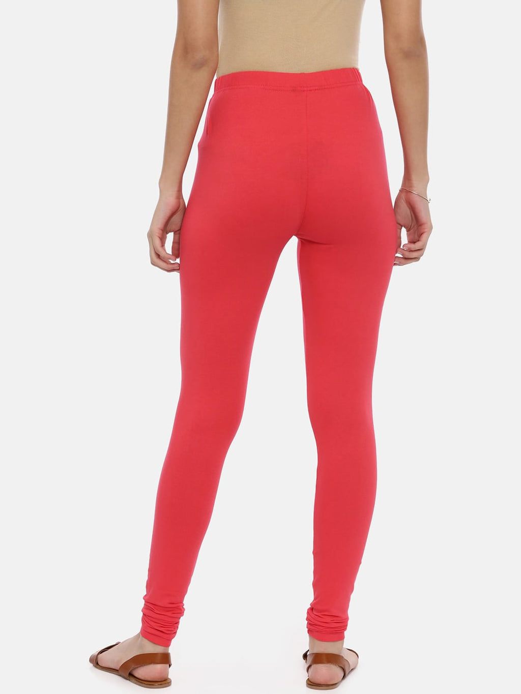Souchii Red Solid Slim-Fit Churidar-Length Leggings - Distacart