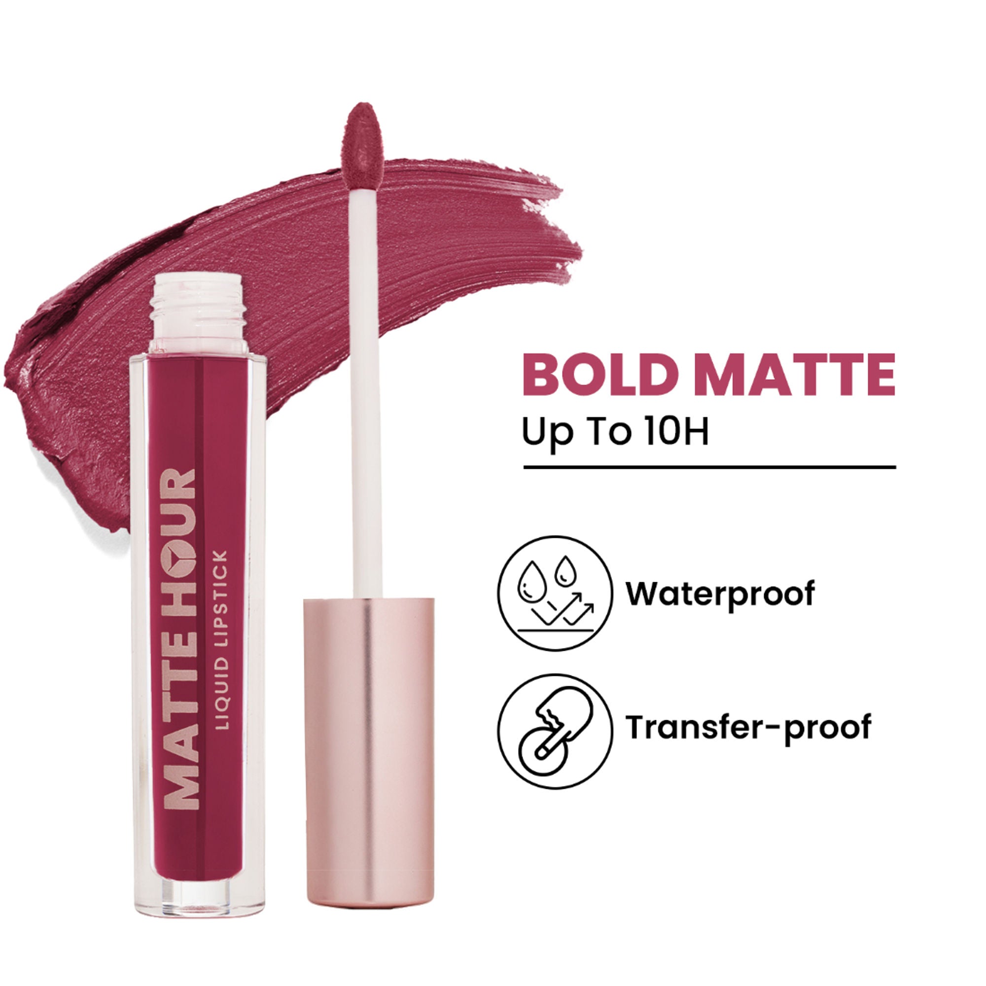 Swiss Beauty Matte Hour Waterproof Liquid Lipstick, Up To 10-Hour - 6 Berry Fizz - Distacart