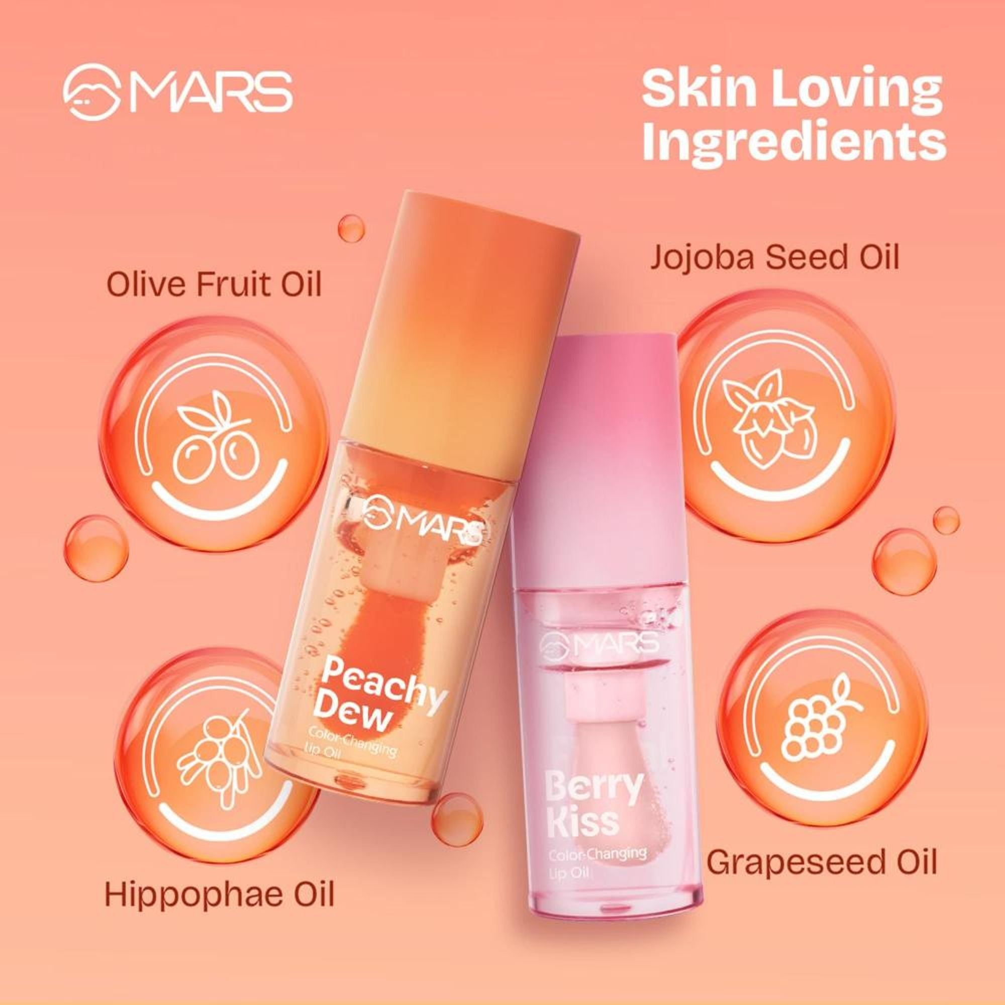 MARS Cosmetics Color Changing Protector Lip Oil - Lo-01-Peachy Dew - Distacart