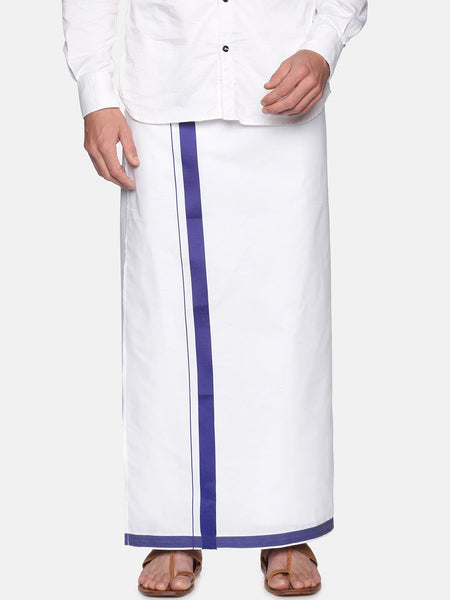 Sethukrishna Mens White Solid Readymade Cotton Dhoti