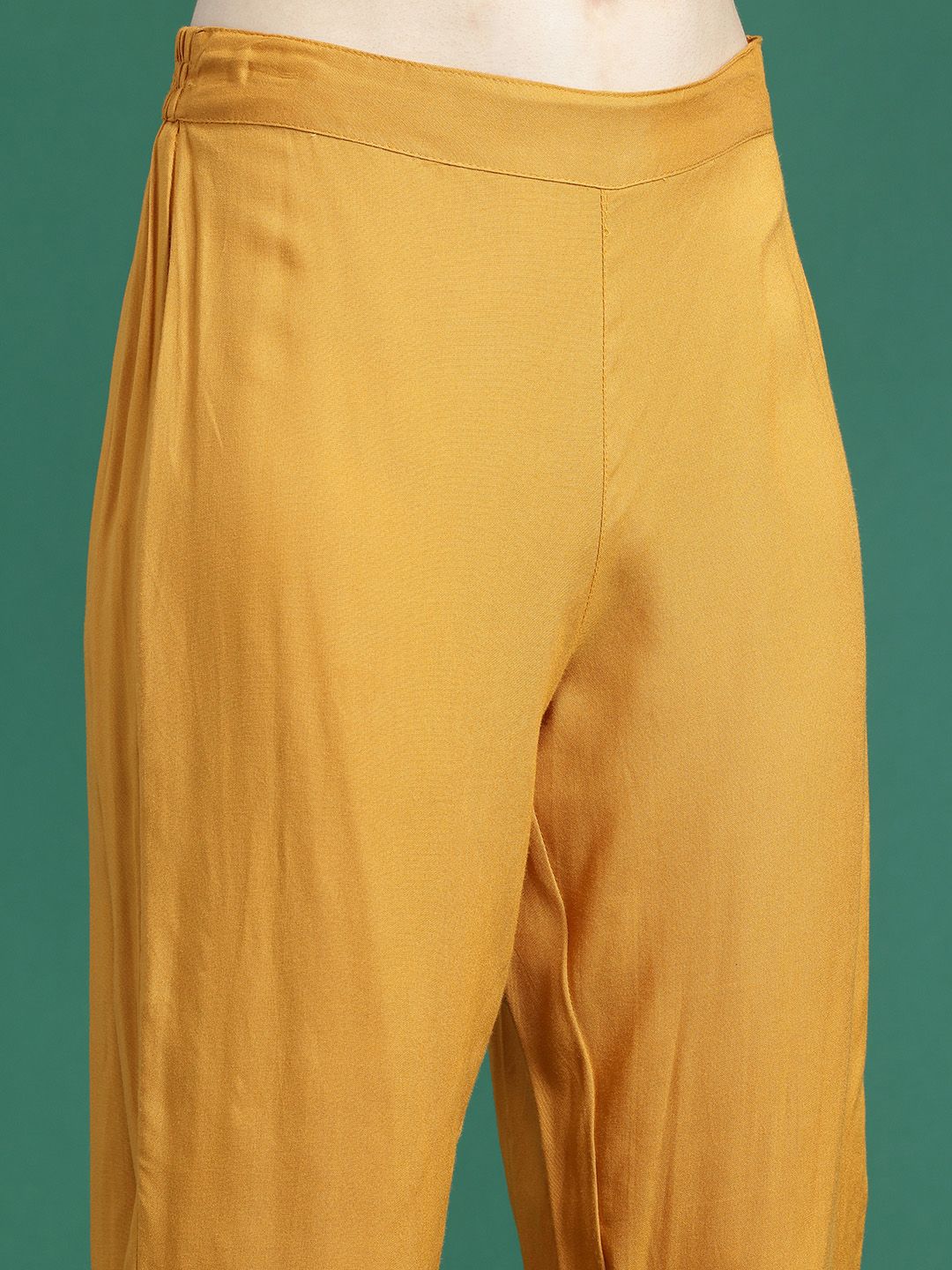 Sangria Mirror Work Embroidered Regular Gotta Patti A-Line Kurta With Trousers & Dupatta