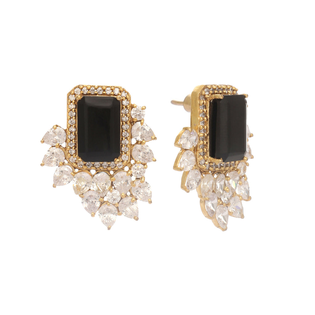 Nuyug 22K Gold Plated Noir Spark Contemporary Stud Earrings - Distacart