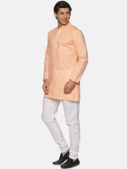 Sethukrishna Men Orange Striped Pure Cotton Kurta with Pyjamas - Distacart