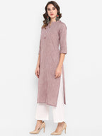 Janasya Mauve Solid Straight Kurta - Distacart