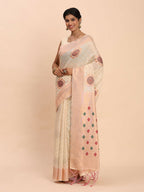 Shree Shyam Fashion Linen Cotton Off White Saree - Distacart